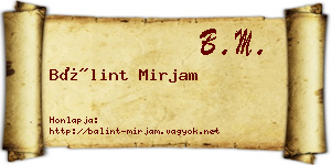 Bálint Mirjam névjegykártya