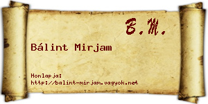Bálint Mirjam névjegykártya